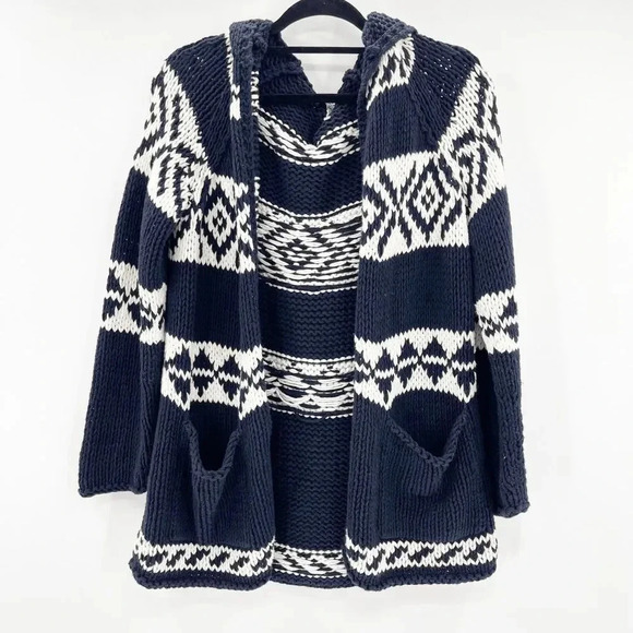 Saks Fifth Avenue Folio Collection Black White Knit Cardigan Sweater Women Se S - Picture 1 of 3